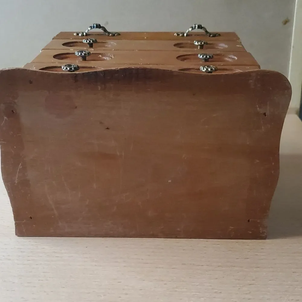 Vintage Wooden Jewelry Organizer with Mirror Trinket Box Hinged Cage